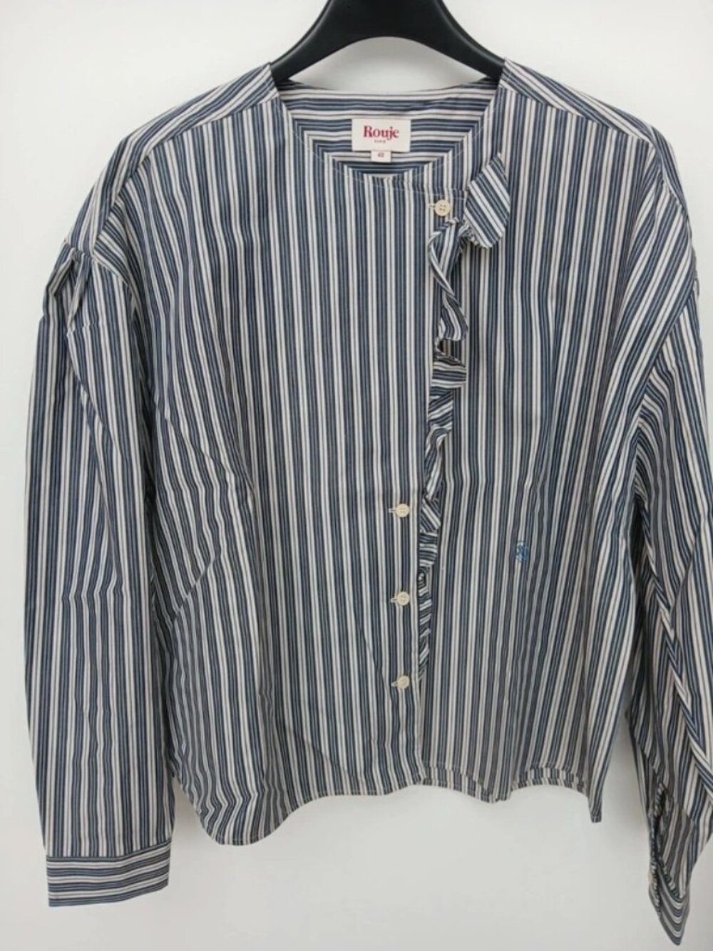 Rouje Clarisse Striped Cotton Blouse Blue White Size M